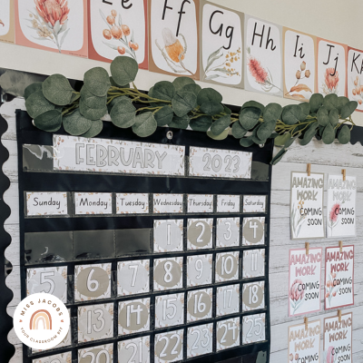Classroom calendar labels from the Miss Jacobs Little Learners Australiana decor collection