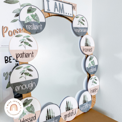 Affirmation Station Labels from the Miss Jacobs Little Learners Boho Plants classroom decor collection.