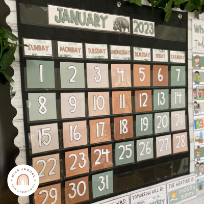 Calendar display in my Modern Rainbow decor theme.