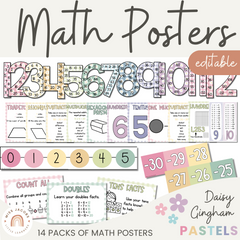 Daisy Gingham Pastels Math Posters Bundle - Miss Jacobs Little Learners