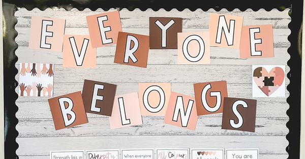 a mock up of our 'everyone belongs' bulletin board display