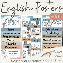 Modern Ocean English Posters Bundle - Miss Jacobs Little Learners