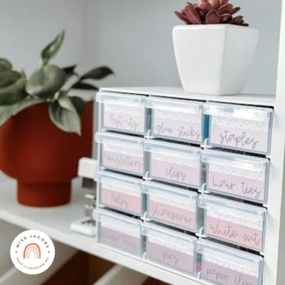 Organize your teaching space with style using Spotty Neutrals Teacher Toolbox Labels from Miss Jacobs Little Learners