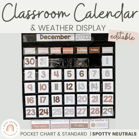 Miss Jacobs Little Learners Top Classroom Decor Trends Spotty Neutrals Classroom Calendar