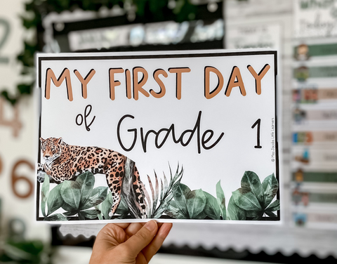 Modern Jungle first day of school sign