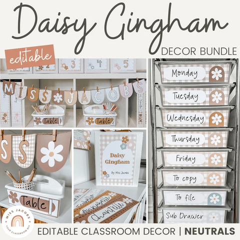 Levels of Understanding Posters | Daisy Gingham Neutrals Classroom Decor | Miss Jacobs Little Learners | Editable