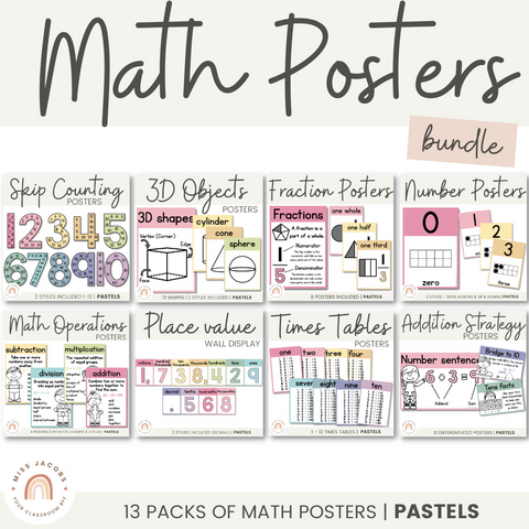 pastel math posters bundle