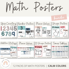 Modern Calm Colors Math Posters Bundle - Miss Jacobs Little Learners