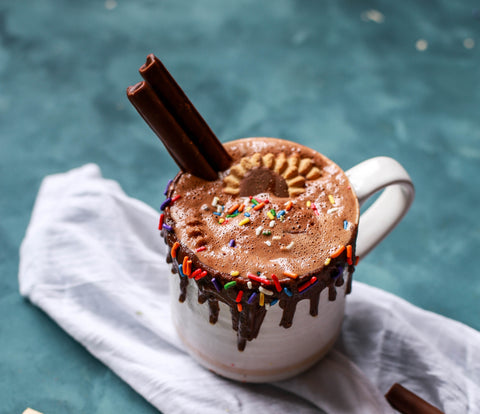 Loaded hot chocolate with sprinkles