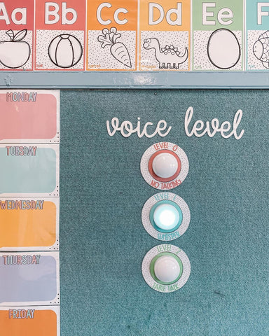 the voice level display buttons on a bulletin board