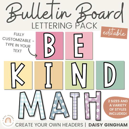 Bulletin Board Lettering Pack, EDITABLE