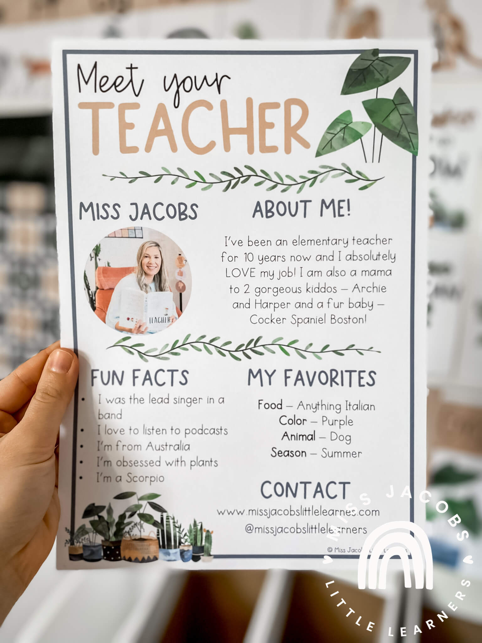 meet-the-teacher-templates-editable-modern-boho-plants-decor-miss