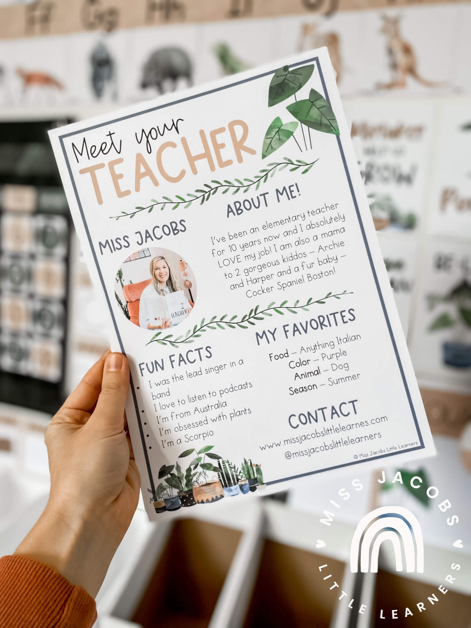 Meet The Teacher Templates Editable Modern Boho Plants Decor Miss Jacobs Little Learners 0258
