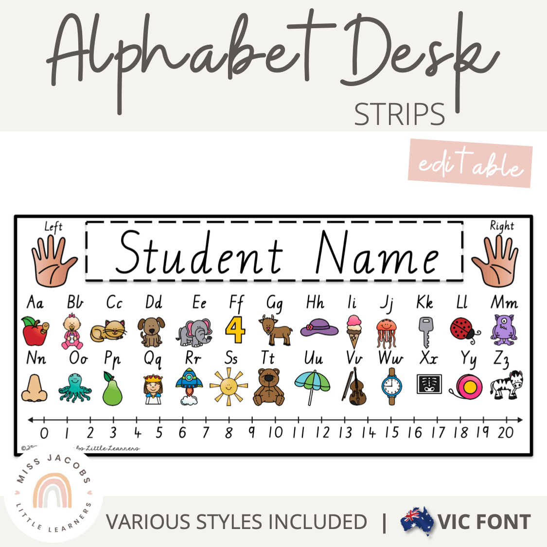 victorian modern cursive alphabet desk strips with number line name t miss jacobs little learners