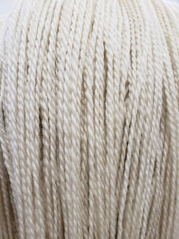 worsted weight Romney wool two ply yarn in natural white