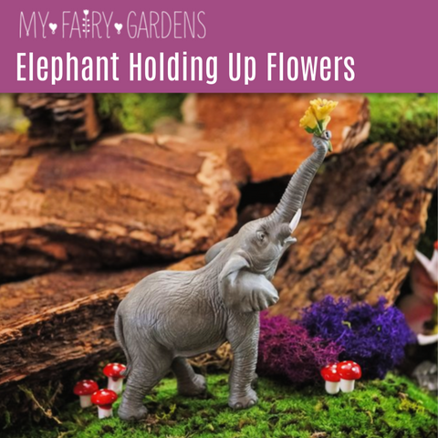 Fairy Garden Elephant Holding Flowers