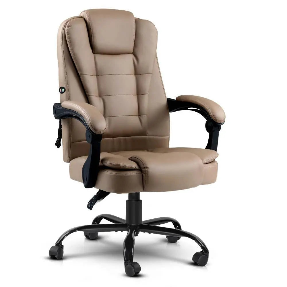 Artiss Massage Office Chair PU Leather Recliner Computer Gaming Chairs Espresso Deals499