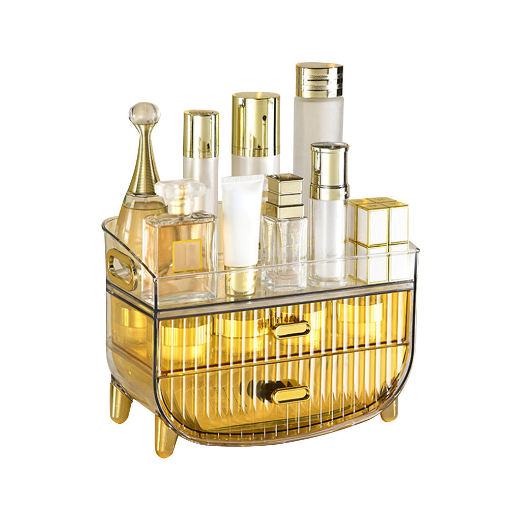 SOGA 3 Tier Golden Yellow Multifunctional Countertop Cosmetic Storage Makeup Skincare Holder Jewelry Cabinet Bathroom Desk Drawer Vanity Organiser - Deals499