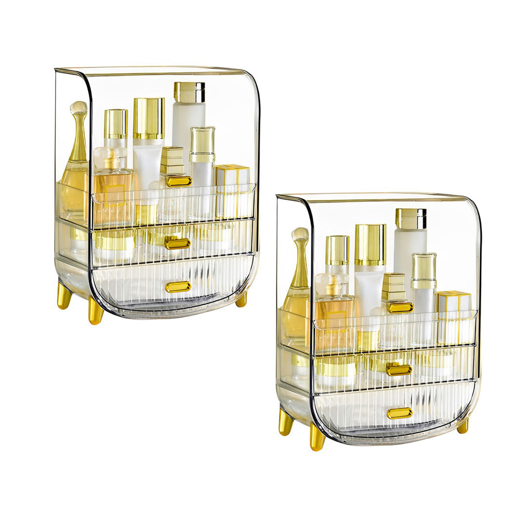 SOGA 2X 3 Tier Transparent Multifunctional Countertop Cosmetic Storage Makeup Perfume Skincare Display Stand Shelf Drawer Type Organiser - Deals499