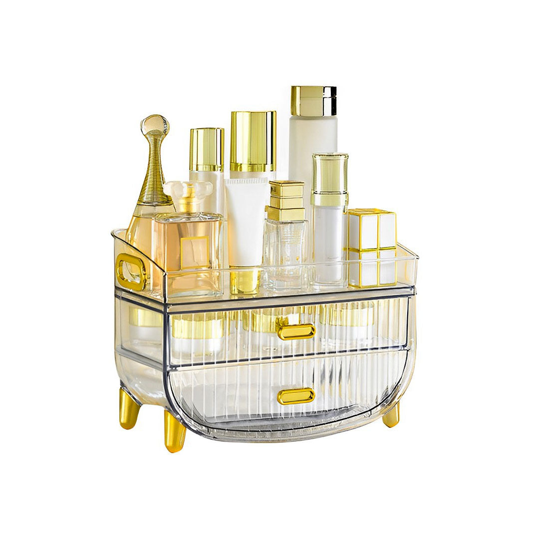 SOGA 3 Tier Transparent Multifunctional Countertop Cosmetic Storage Makeup Skincare Holder Jewelry Cabinet Bathroom Desk Drawer Vanity Organiser - Deals499