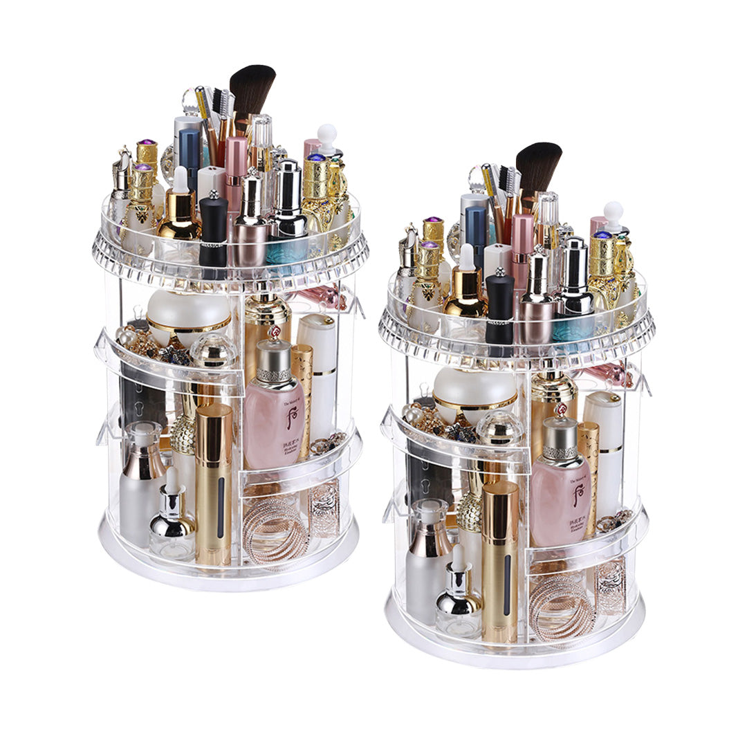 SOGA 2X 360 Degree Rotating Makeup Organiser Cosmetics Holder Display Stand Skincare Home Decor - Deals499