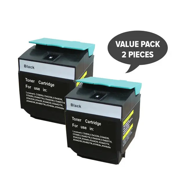 2 x C540HIKG Premium Generic Black Toner LEXMARK