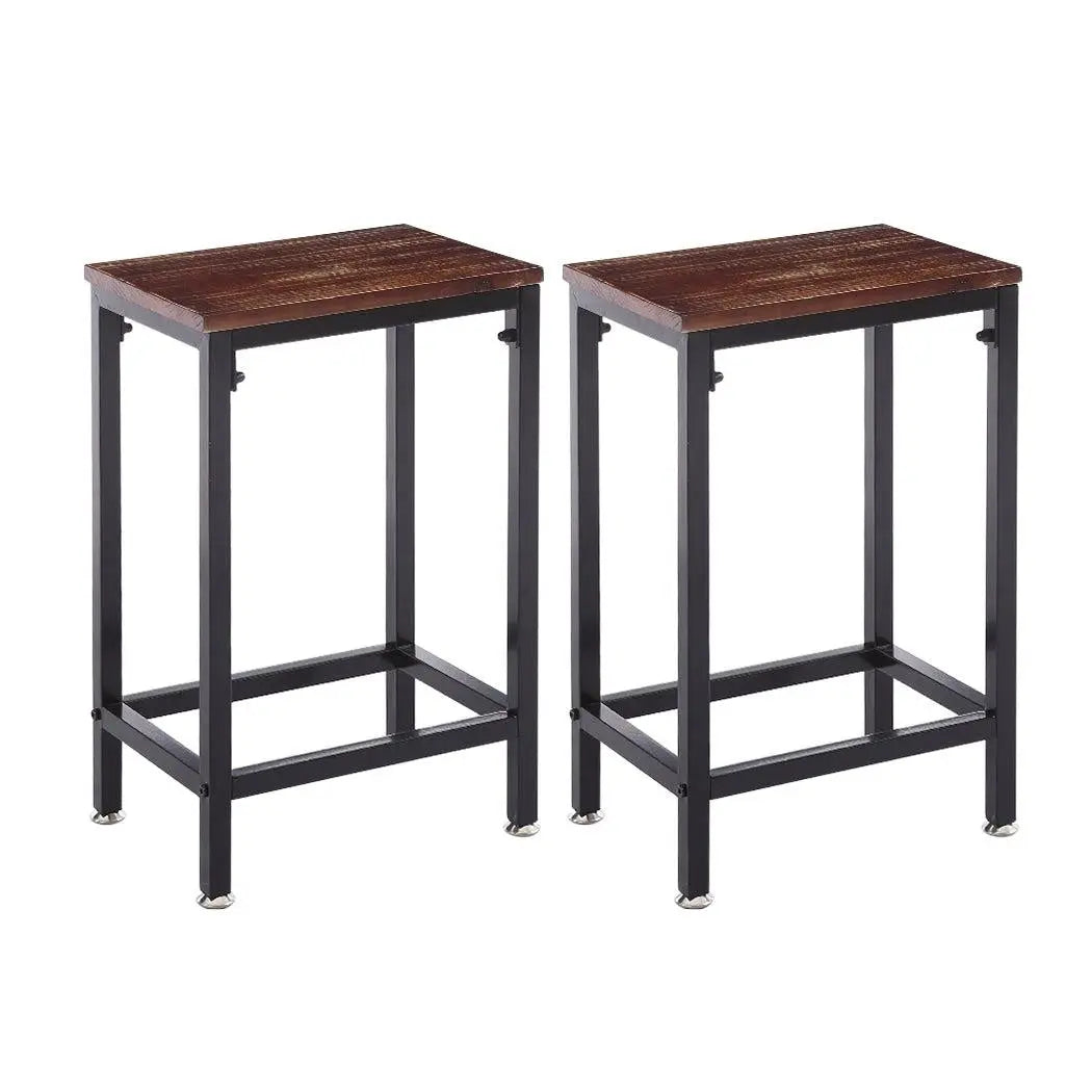 2x Bar Stools Stool Kitchen Wooden Black Chair Dining Metal Industrial Barstools Deals499