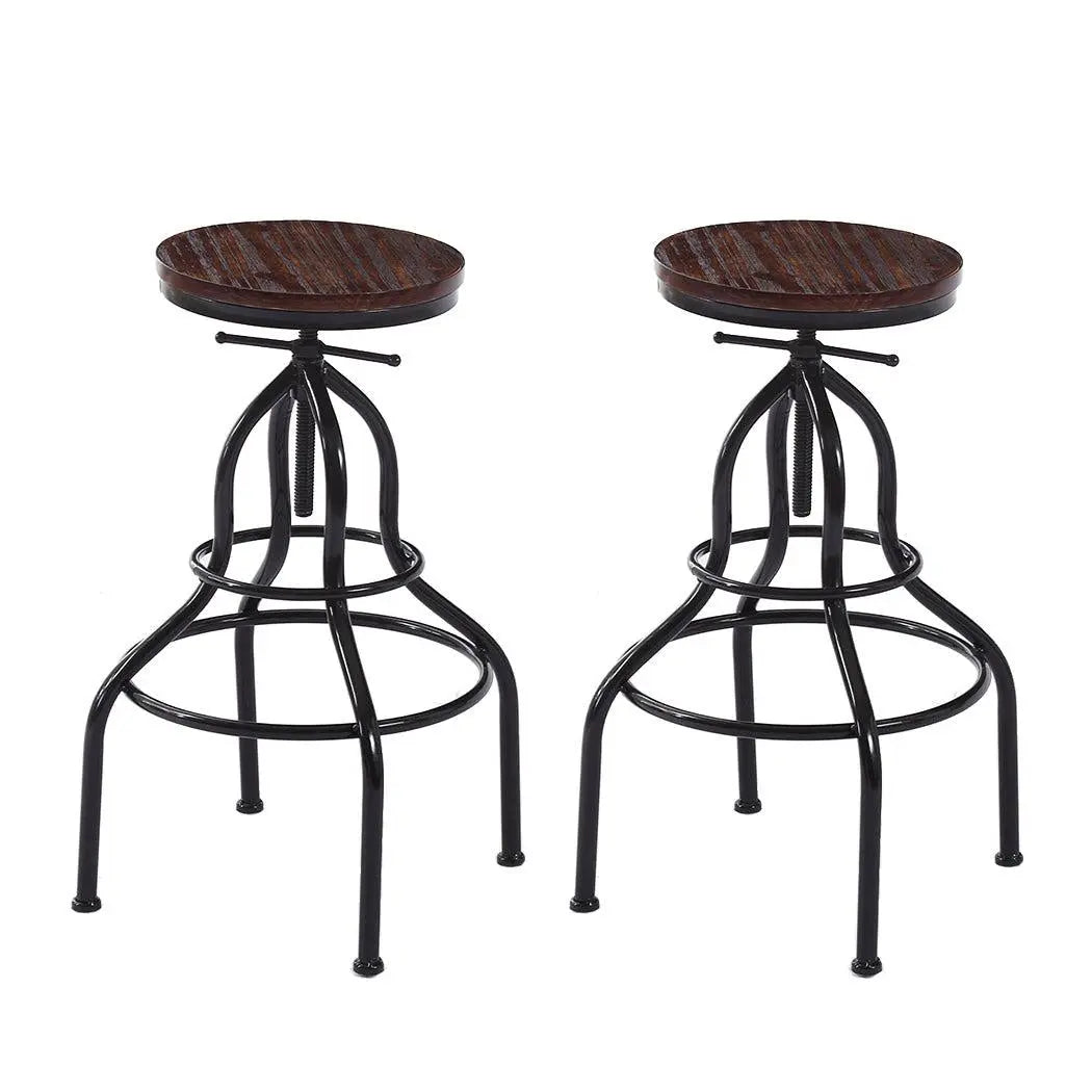 2x Bar Stools Stool Swivel Gas Lift Kitchen Wooden Dining Chair Chairs Barstools Deals499