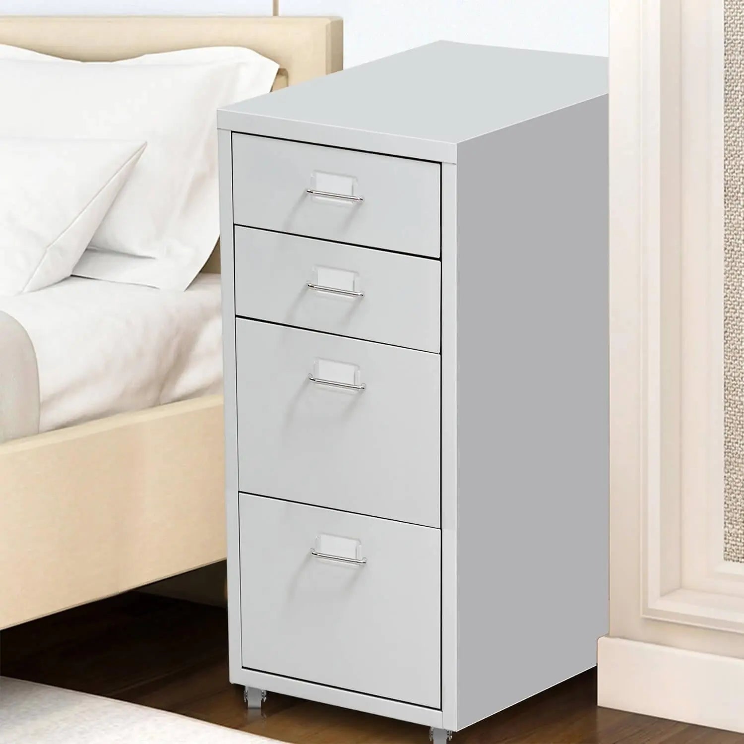 4 Tiers Steel Orgainer Metal File Cabinet With Drawers Office Furniture White Deals499