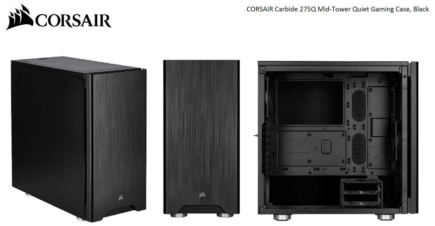 CORSAIR Carbide Series Mid-Tower Quiet ATX Case, 2x 3.5', 2.5'. Up to 360mm Radiator, VGA 370mm, CPU 170mm. Black Deals499