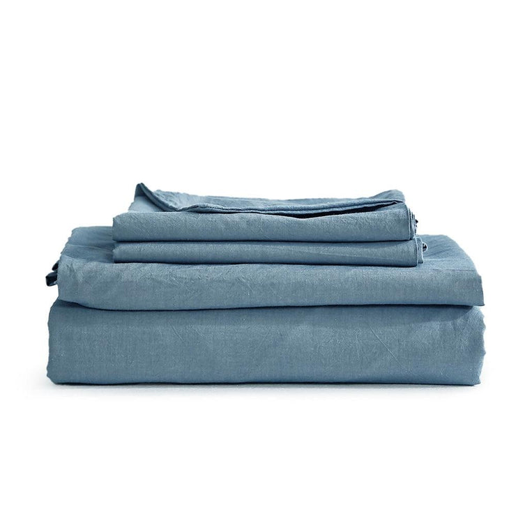 Cosy Club Sheet Set Bed Sheets Set Single Flat Cover Pillow Case Blue Essential