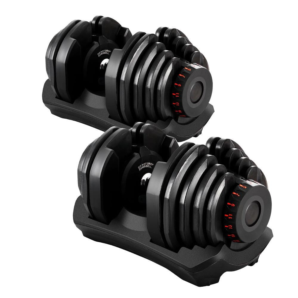 2x40KG Adjustable Dumbbells Dumbbell Set Rubber Weight Plates Deals499