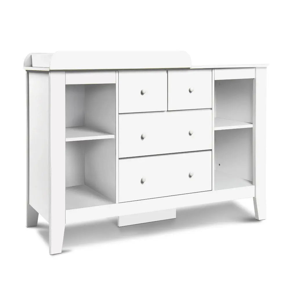 Keezi Baby Change Table Tall boy Drawers Dresser Chest Storage Cabinet White Deals499