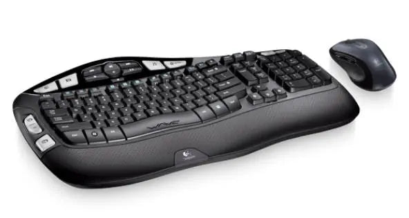 LOGITECH MK550 Wireless Wave Keyboard Mouse Combo Black Wave-shaped key frame Cushioned, Hand-friendly, Strong batteries