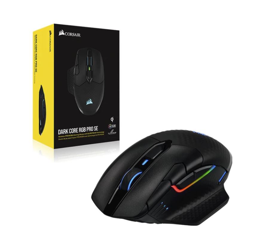 CORSAIR DARK CORE RGB PRO Gaming Mouse - Black, Wire, Wireless Qi Charging, - Deals499