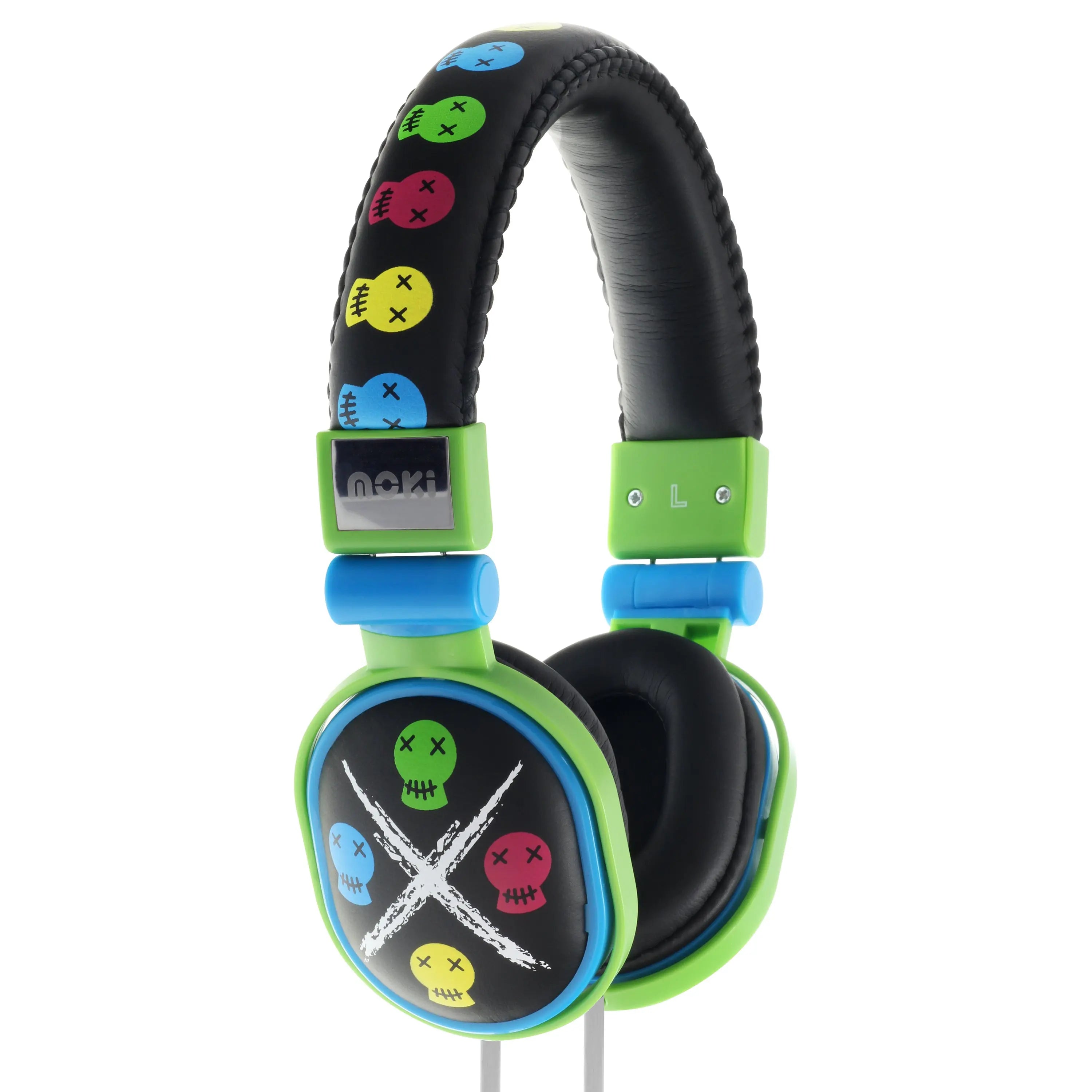 MOKI Poppers - Skull Black soft cushioned premium DJ Style headphone MOKI