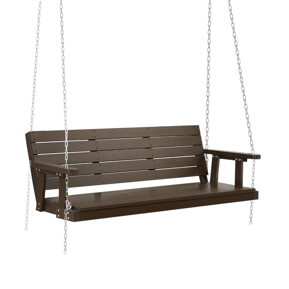 Gardeon Porch Swing Chair with Chain Outdoor Furniture 3 Seater Bench Wooden Brown from Deals499 at Deals499