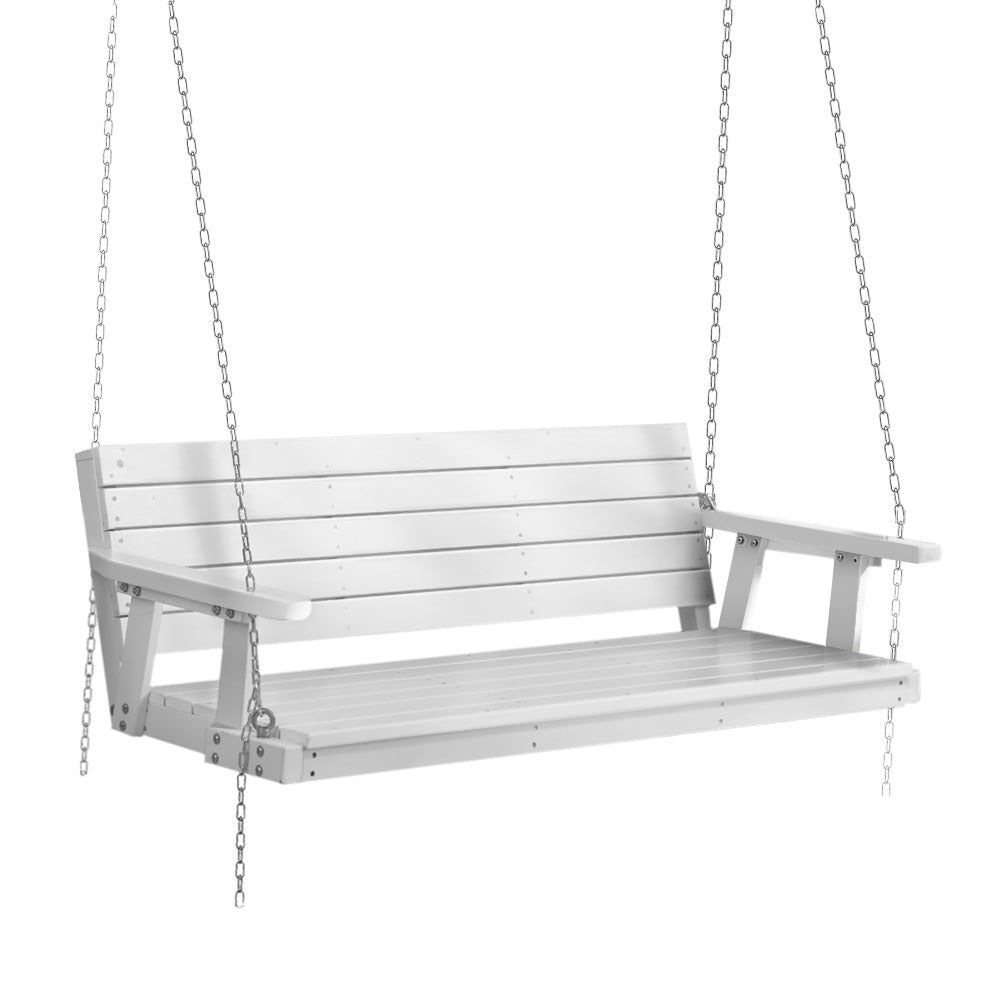 Gardeon Porch Swing Chair with Chain Outdoor Furniture 3 Seater Bench Wooden White from Deals499 at Deals499