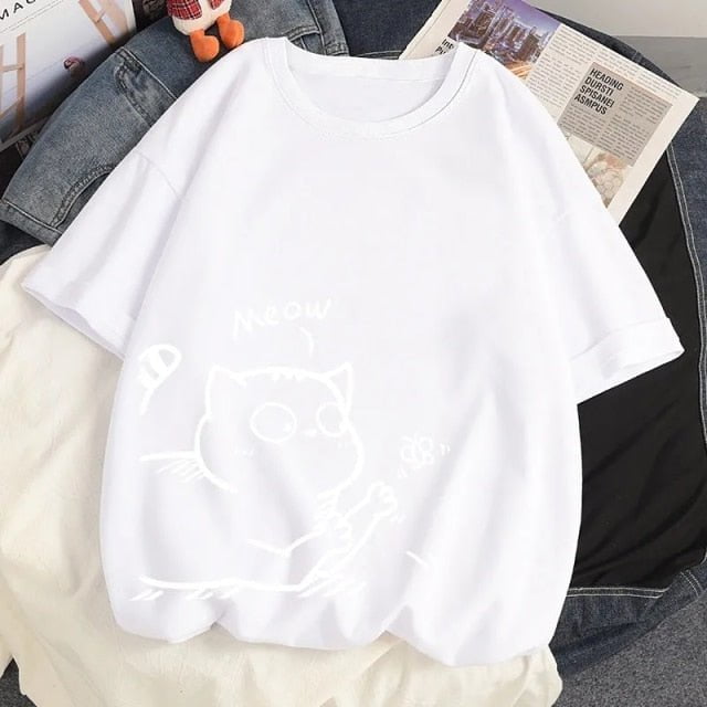 Oversize t shirt Best O-Neck White Cotton – Catseven store