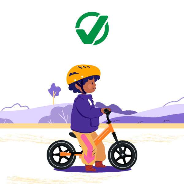 Illustration eines Kindes auf einem richtig eingestellten Laufrad