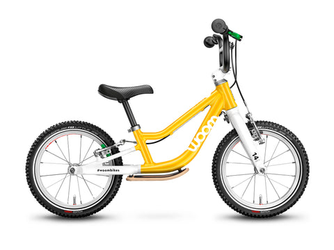 Produktbild des Woom 1 Plus Laufrads in gelb
