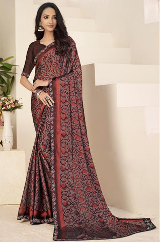 Magnificent Multi Color Daily Wear Saree In Georgette Silk Fabric