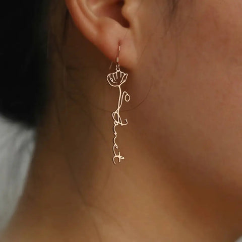 Birth-Month Design Gold Earrings