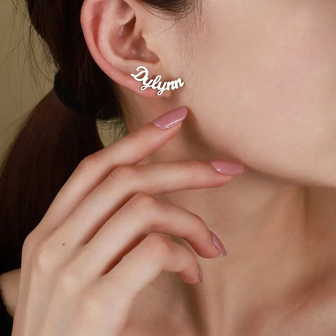 Name Design Gold Earrings