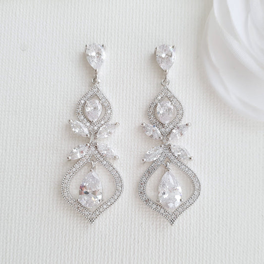 Crystal Drop Bridal Earrings Wedding Jewellery