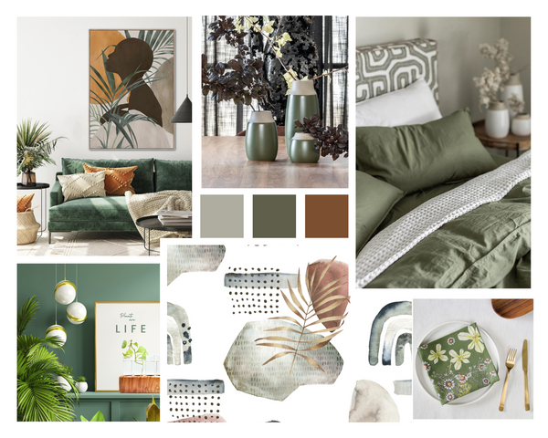 Fingerprint Interiors Burnt Orange and Olive Autumn mood board