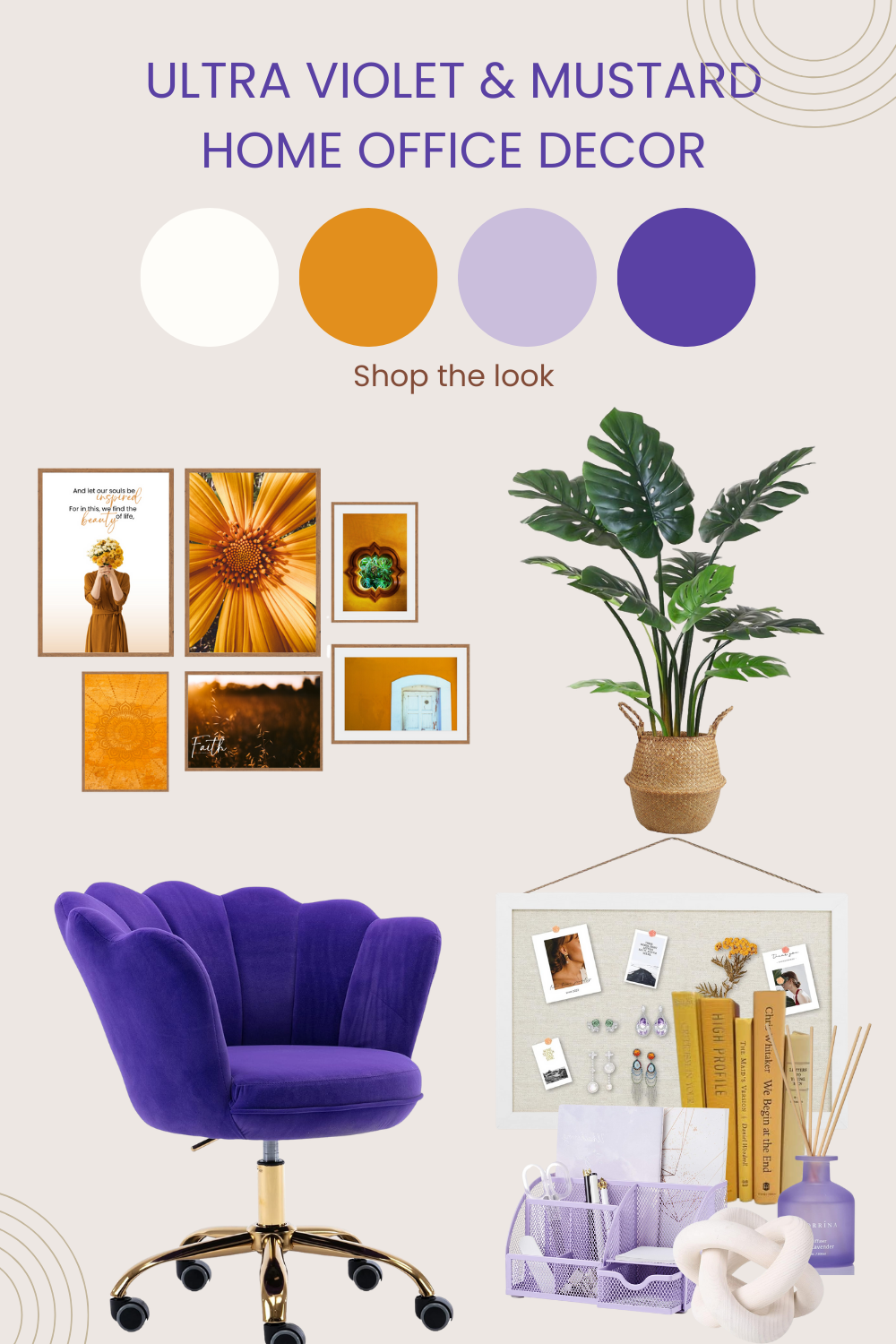 Ultra Violet & Mustard Moodboard for a home office