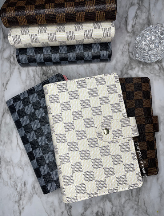 Checkered Leather Mini A7 Binder (BROWN) – Shortmamamoneymovez