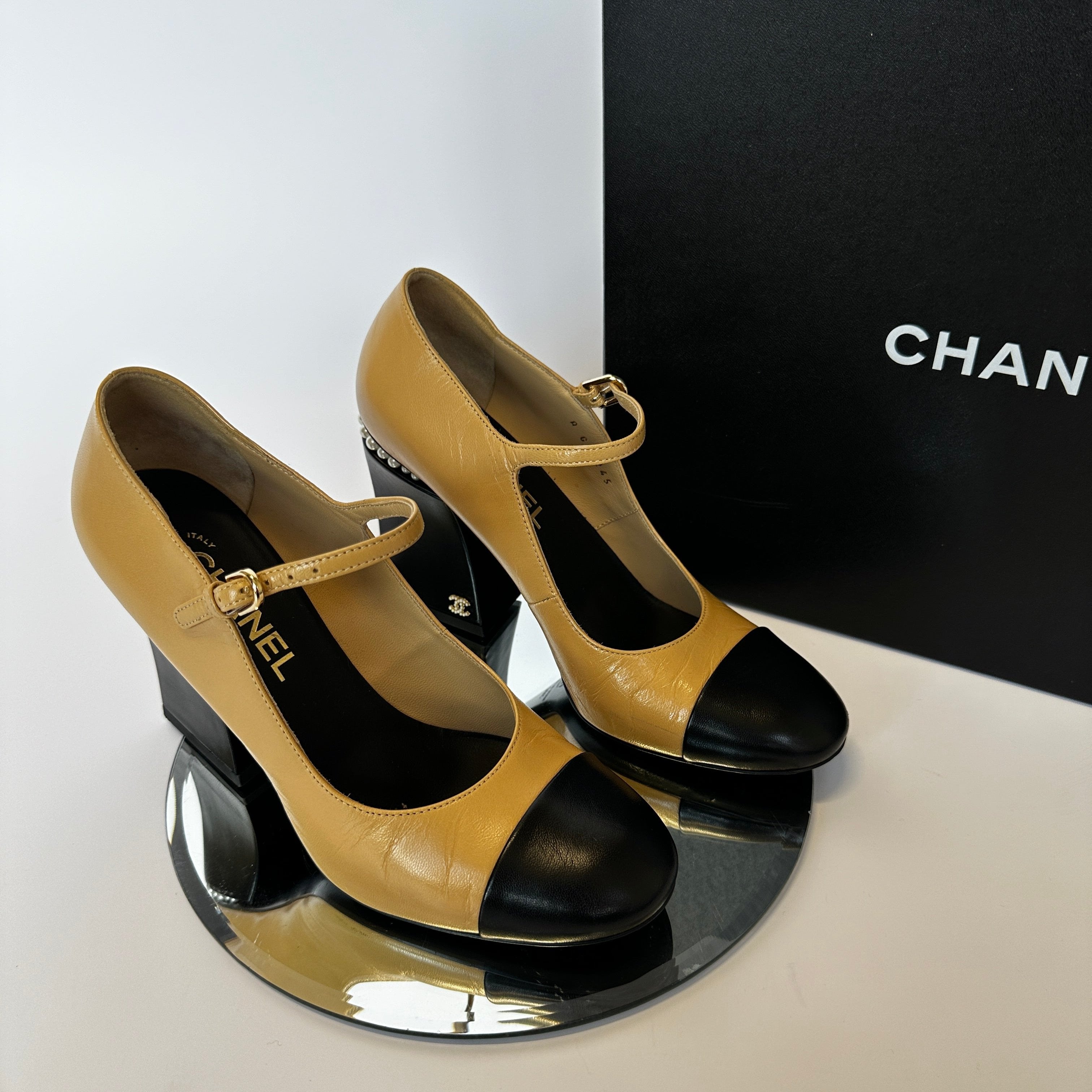 Image of Chanel 22A Mary-Jane Embellished Shoes  (Size 39/UK6)