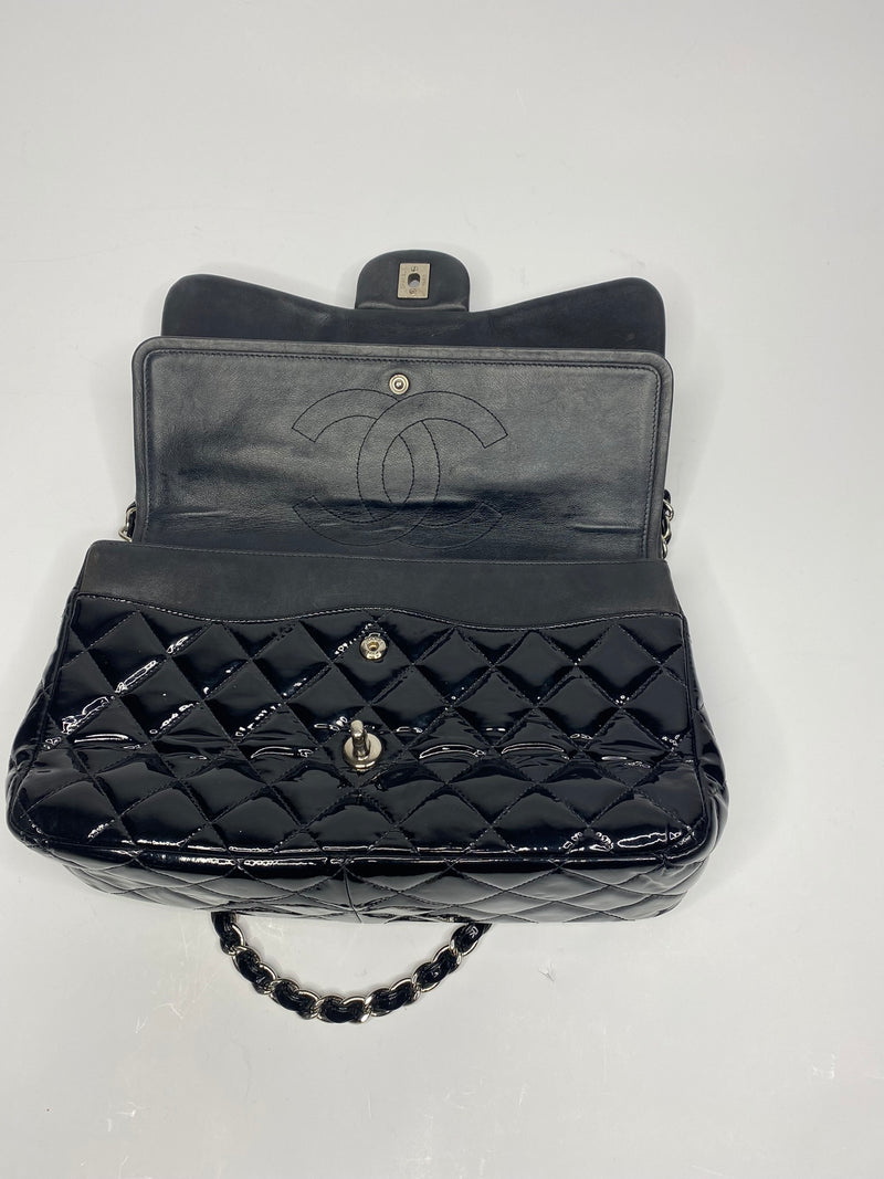 Chanel Timeless Classic Double Flap Jumbo in Black Patent Leather WSH